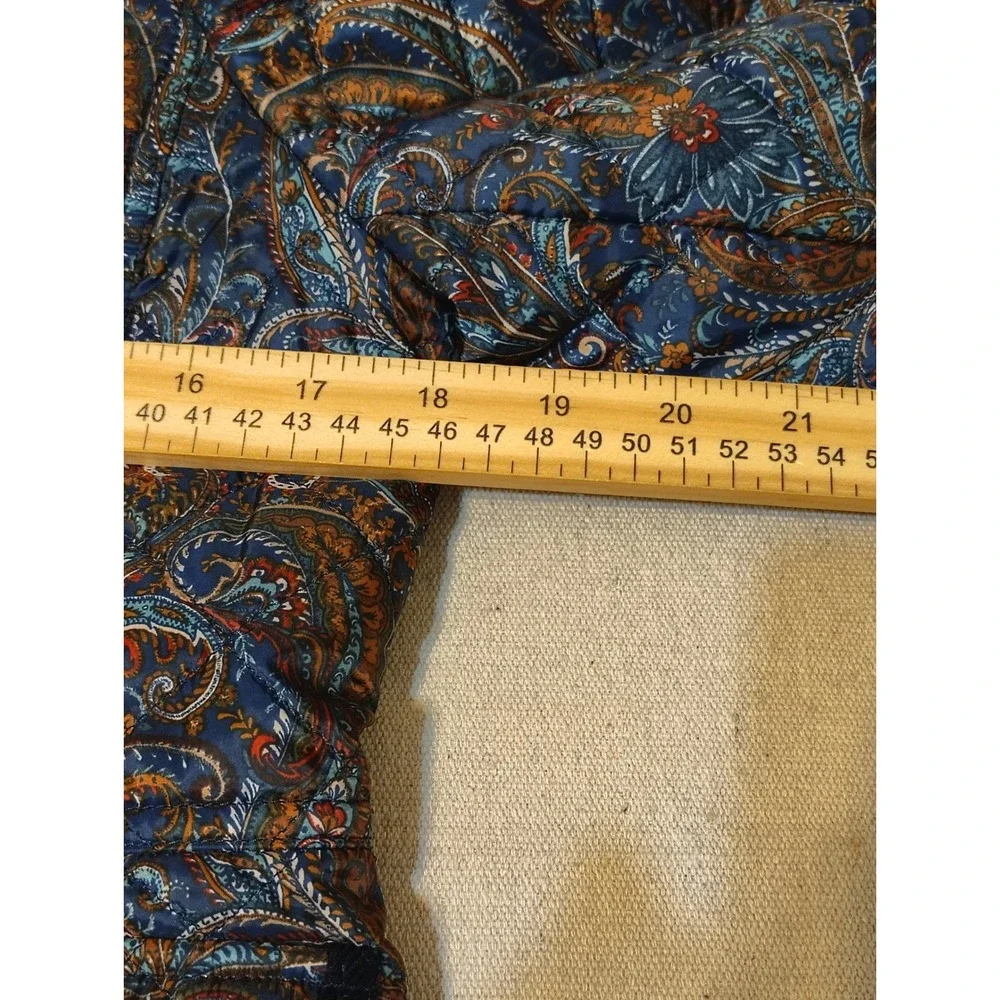 Talbots Petite Quilted Paisley Jacket Womens Size SP Navy Blue Orange Brown - Picture 3 of 7
